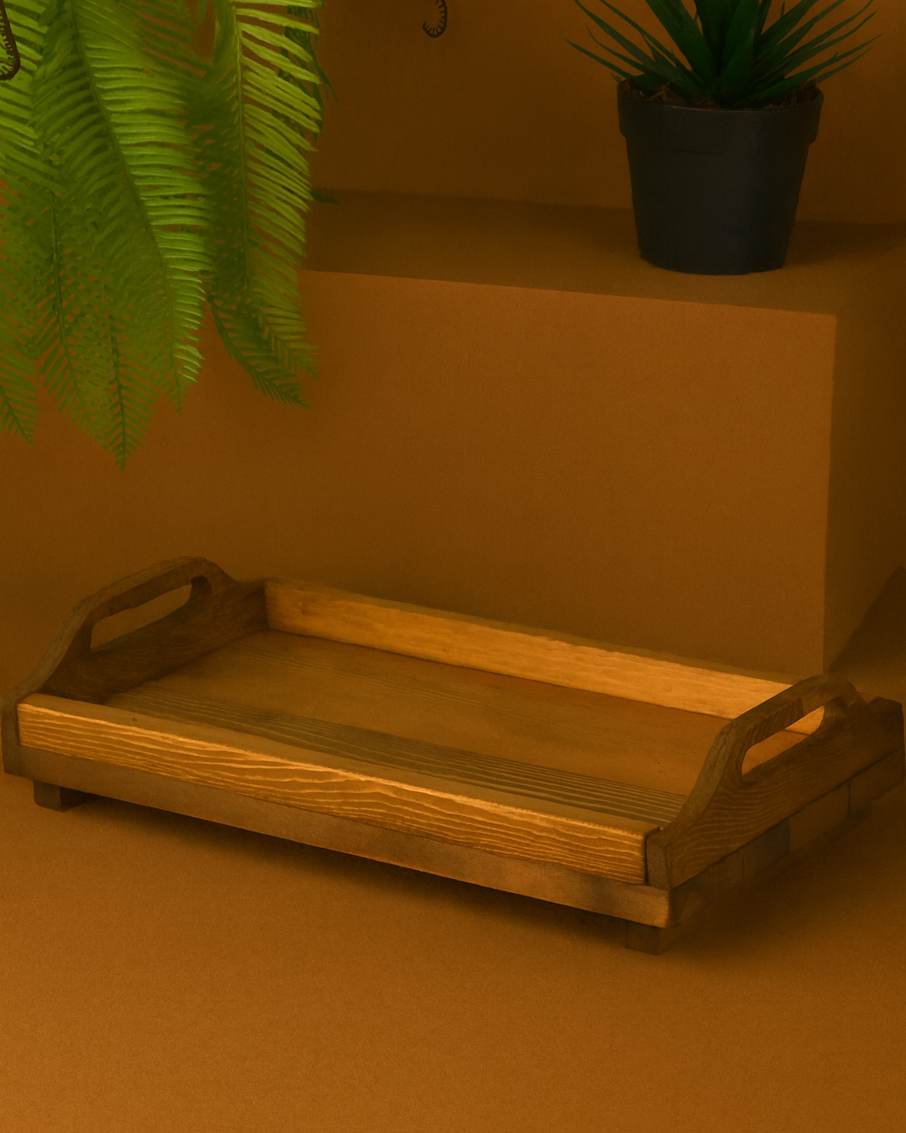 Ayaklı Ahşap Sunum Tepsisi