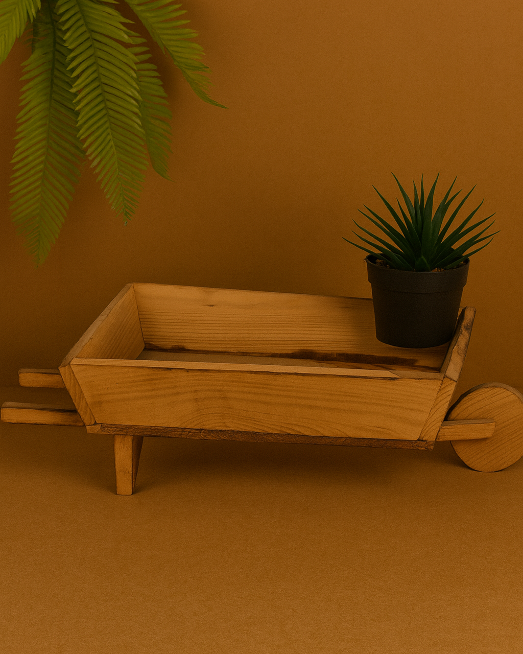 Ahşap Dekoratif Sunumluk - El Arabası Model