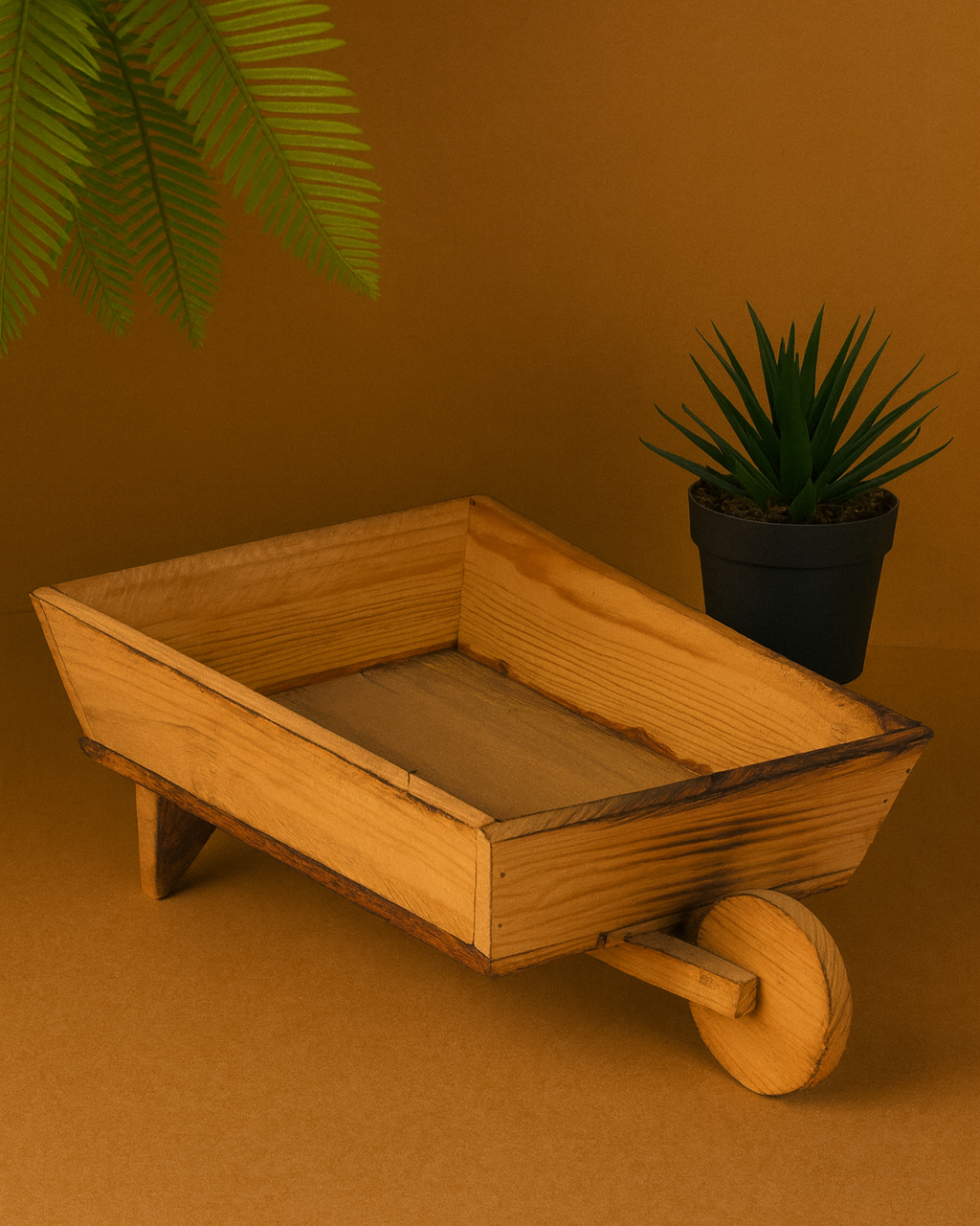 Ahşap Dekoratif Sunumluk - El Arabası Model